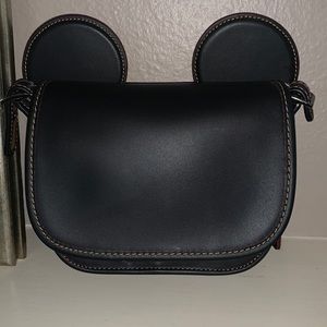 Disney Mickey Mouse Ears Patricia Saddle Black Crossbody Bag